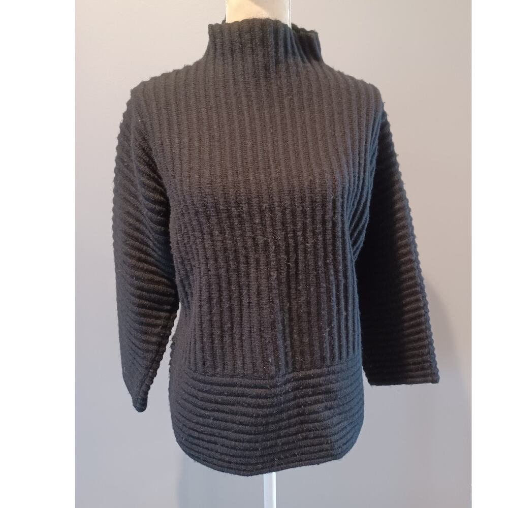 DKNY Wool Cashmere Blend Ribbed Sweater Mock Neck M